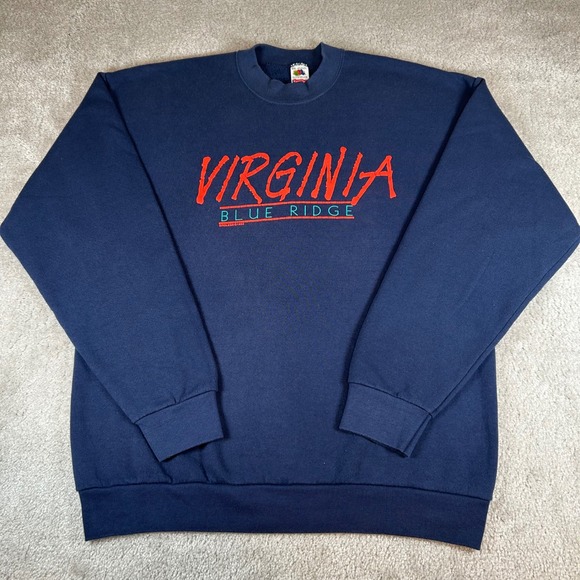 Fruit of the Loom Other - Vintage Fruit of the Loom Sweatshirt Mens XXL Navy Blue 1992 Virginia Blue Ridge